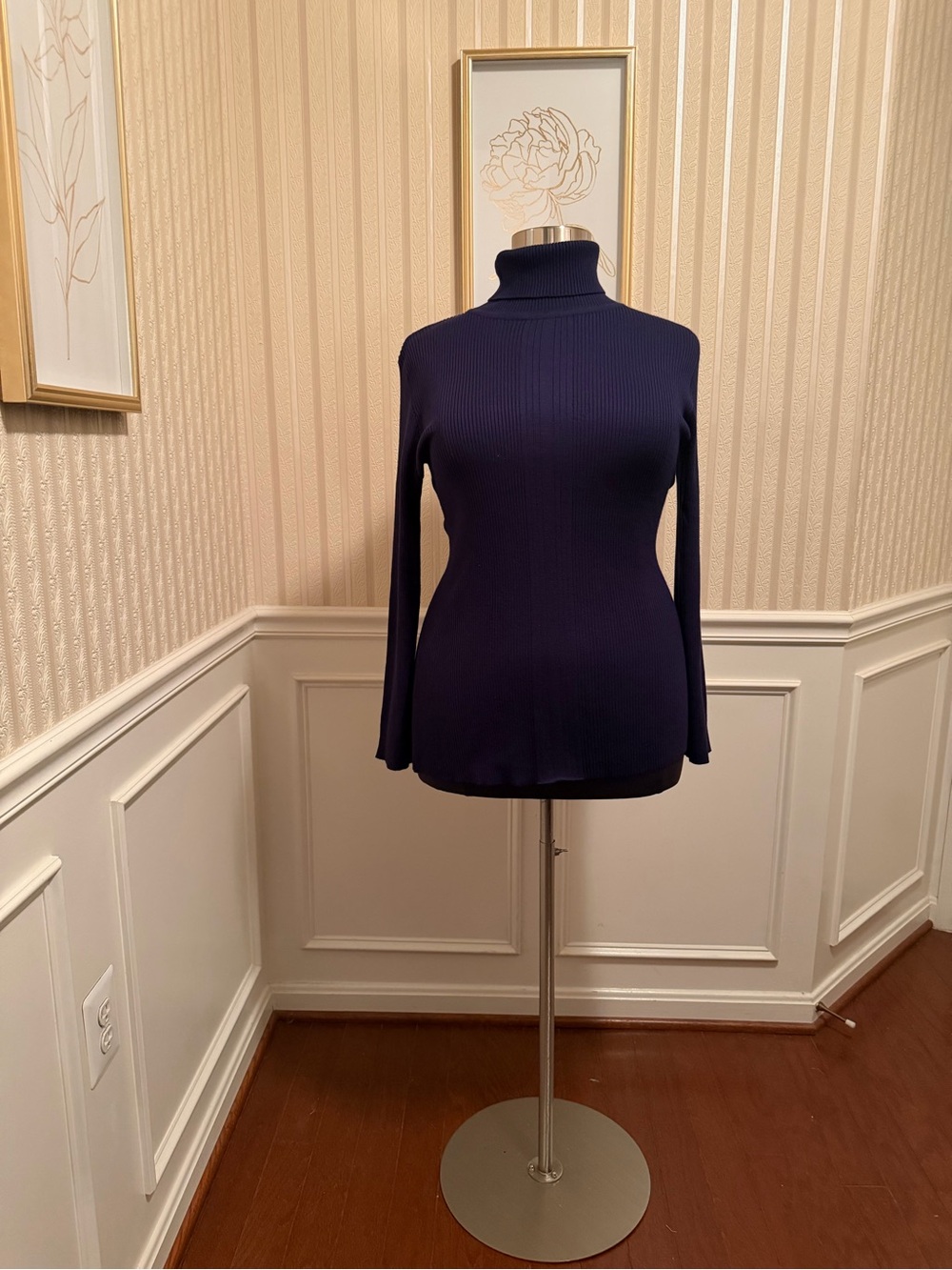 Ashley Stewart Purple Ribbed Turtleneck Sweater